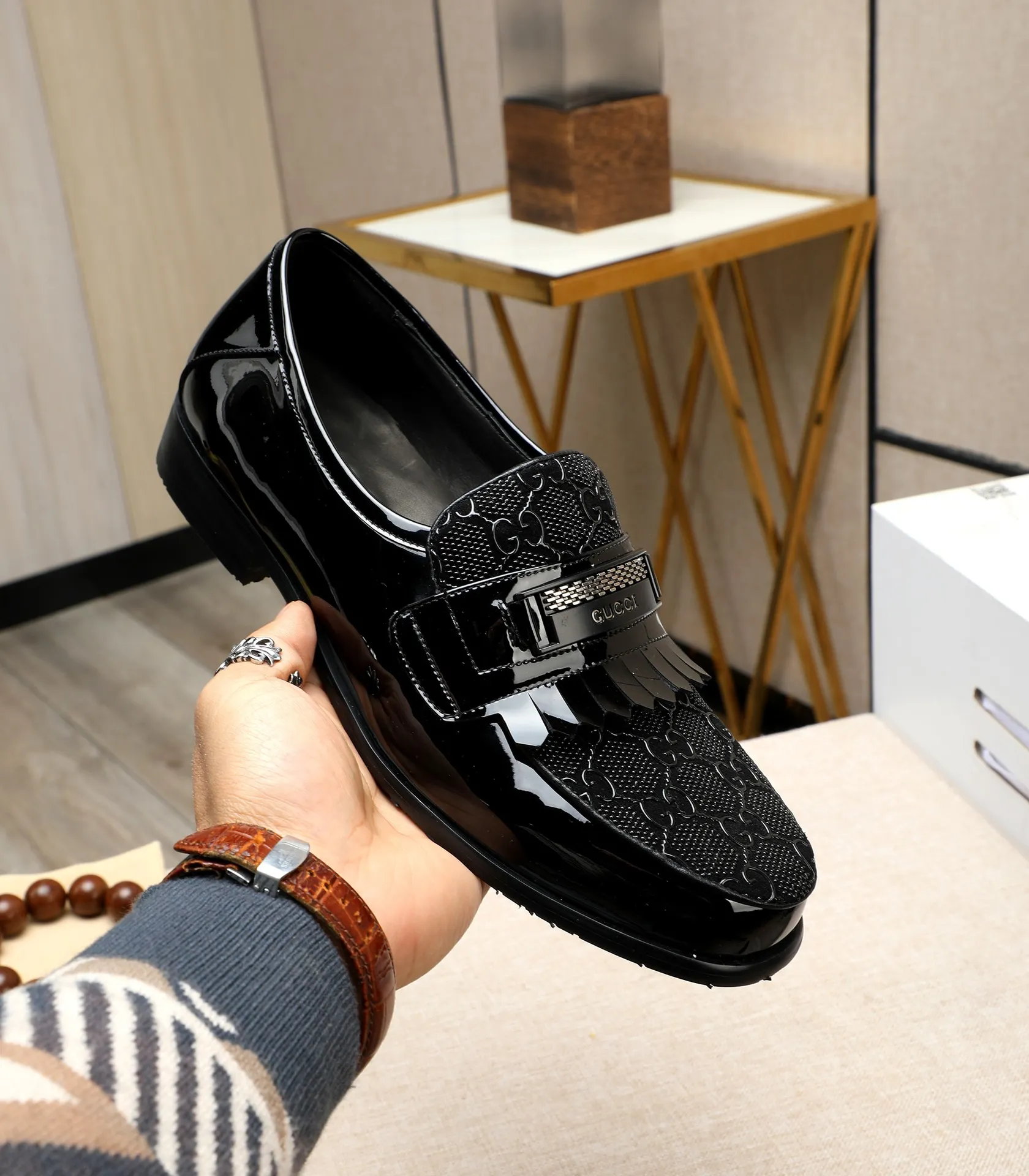 Men's shoes 💰500 📛📛 Original version (water-dyed cow lining) GUCCI official website formal shoes 🌀 Italian 🇮🇹 imported cowhide ➕ top imported water-dyed cowhide lining 💋 fine handmade original bottom, the real thing looks better when photographed in person Standard size 38-44 (45 46 customized)